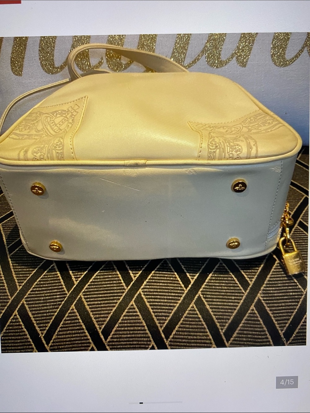 Vivienne Westwood Vintage Off White Gold Logo Hardware Pink Logo Interior Bag - Picture 4 of 16